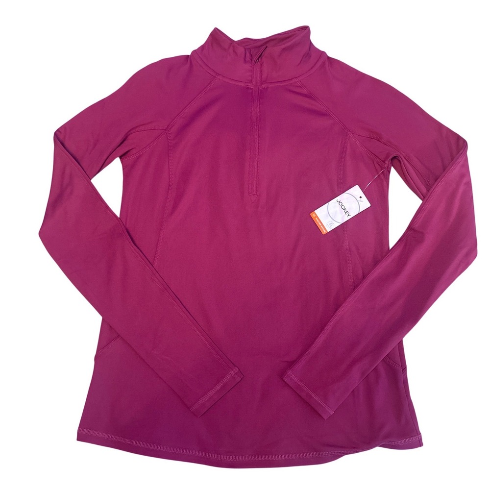 NEW Jockey‎ Raspberry Pink 1/4 Zip Athletic Pullover Long Sleeve Active Top XS